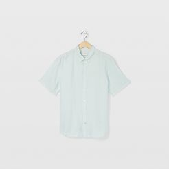 Pale Blue Short Sleeve Linen Shirt in Size XL