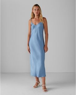 English Blue Shiny Slip Dress in Size 2