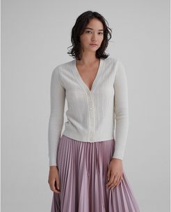 Ivory Cashmere Shrunken Cardigan in Size L