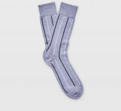 Heather Grey/White Vertical Stripe Socks in Size One Size