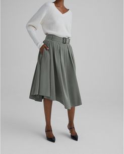 Gray Belted Midi Skirt in Size 4