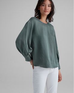 Green Balloon Sleeve Blouse in Size XS
