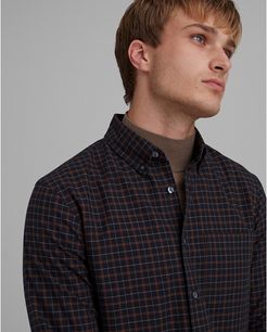 Black/Brown Oxford Plaid Shirt in Size M