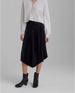 Black Pleated Scoop Hem Skirt in Size XS