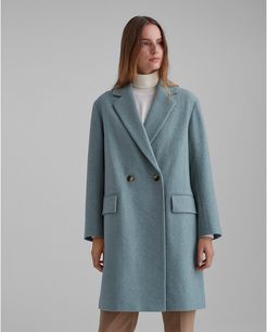 Green Relaxed Double-Breasted Coat in Size S