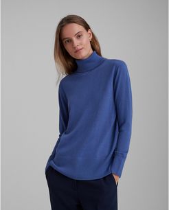 Coastal Blue Essential Merino Wool Turtleneck in Size S
