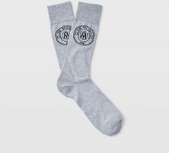 Grey Embroidered Crest Socks in Size One Size