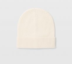 Egret Turnback Ribbed Beanie in Size One Size