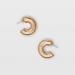 Gold Curved Hoop Earrings in Size One Size