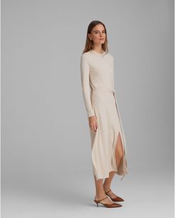 Oatmeal Heather Long-Sleeve Rib-Knit Dress in Size XL