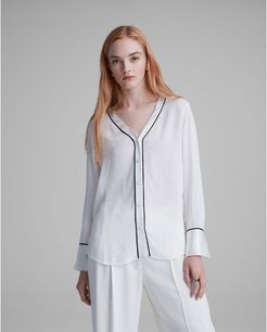 Blanc De Blanc Shadow Stripe Tuxedo Shirt in Size L