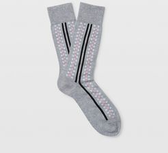 Grey Dot Stripe Socks in Size One Size