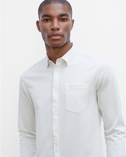 White Stripe Long Sleeve Split Seam Striped Shirt in Size XL