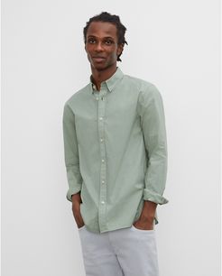 Green Long Sleeve Tea Dyed Poplin Shirt in Size XXL