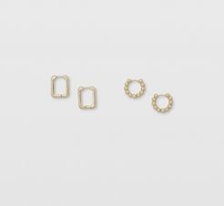 Gold Square Hoop Set in Size One Size