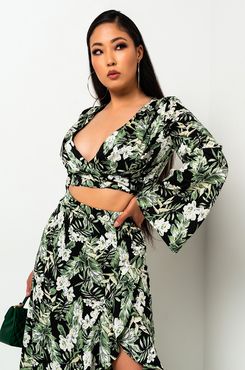 Be Honest Tropical Print Wrap Top