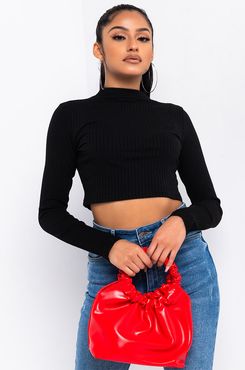 Chill Day Long Sleeve Mock Neck Crop Top