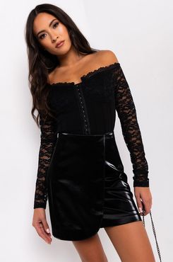 Date Night Corset Lace Sleeve Crop Top
