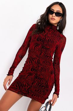 Dead In Your Tracks Swirl Print Mesh Mini Dress