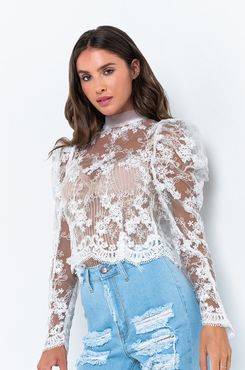 Feel Like It Long Sleeve Lace Blouse