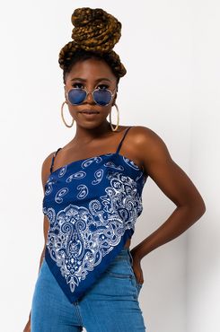 Into The Blue Satin Scarf Top