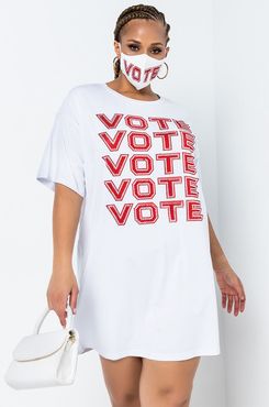 Plus Vote Vote Vote Rhinestone T-shirt Dress