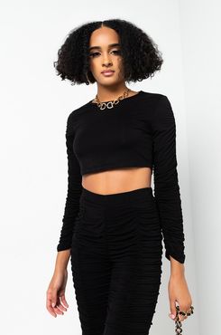 Stack It Up Ruched Long Sleeve Crop Top