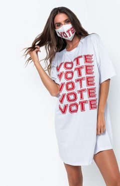 Vote Vote Vote Rhinestone T- Shirt Dress