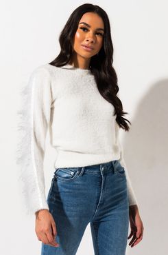 Walk To The Bank Ostrich Trim Sweater
