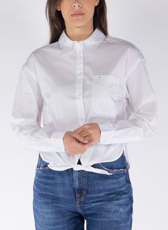 CAMICIA CROP RELAXED FIT CON FIOCCO