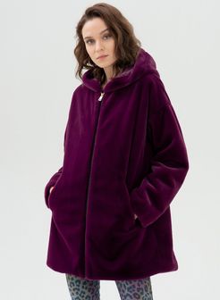 CAPPOTTO MEDIO IN ECO PELLICCIA CON CAPPUCCIO