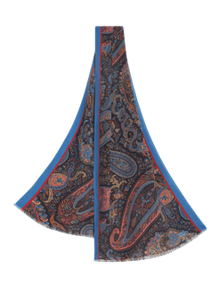Sciarpa Paisley Multicolor In Seta, Uomo, Blu Navy