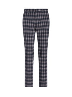 Pantaloni In Cotone Con Motivo Check, Uomo, Blu Navy