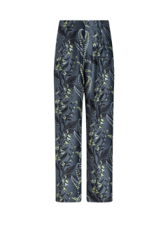 Pantaloni In Seta Stampata, Uomo, Blu Navy