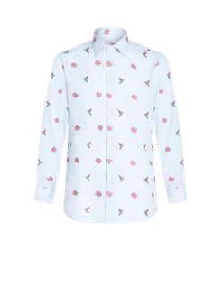 Camicia A Righe Con Motivi Jacquard, Uomo, Bianco