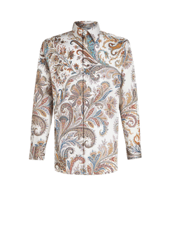 Camicia In Cotone Con Motivo Paisley, Uomo, Bianco