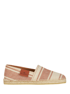 Espadrillas In Cotone A Righe, Uomo, Marrone Chiaro