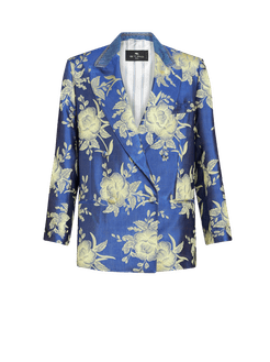 Giacca Doppiopetto Jacquard, Donna, Azzurro