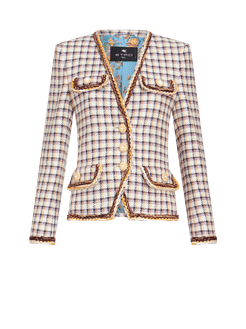 Giacca Check Jacquard, Donna, Beige