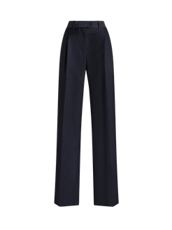 Pantaloni In Tessuto Jacquard, Donna, Blu Navy