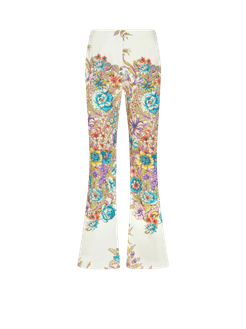 Pantaloni Con Stampa Bouquet Multicolor, Donna, Bianco