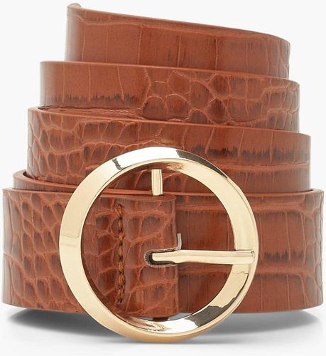 Croc Circle Buckle Belt - Brown - One Size