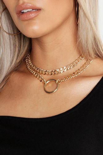 Plus O-Ring Detail Chain Choker - Metallics - One Size