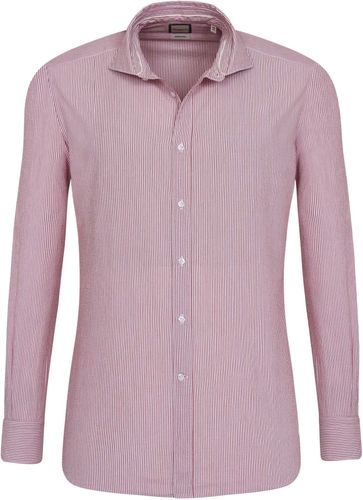 Camicia trendy rossa a righe bianche, slim francese