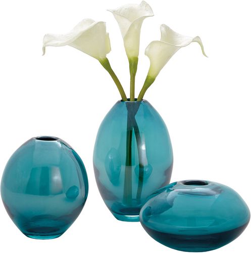 Torre & Tagus Mini Lustre Turquoise Vases, Assorted Set of Three