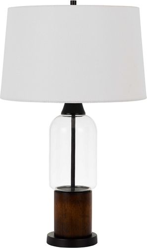 Calighting Bron Glass And Pinewood Table Lamp