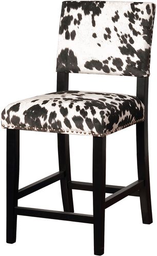 Linon Clayton Black Cow Print Counter Stool
