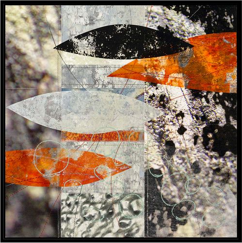 Koi 1, Decorative Framed Hand Embellished Canvas