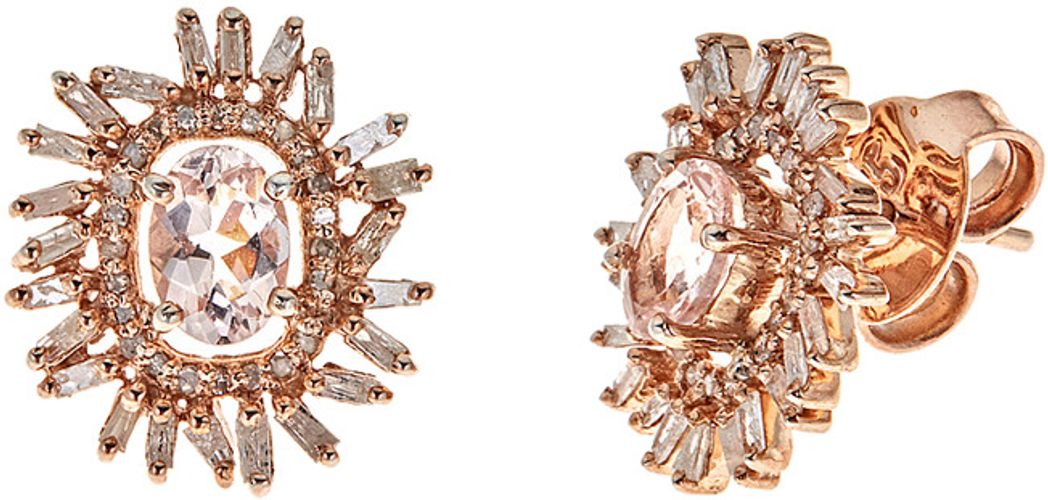 Forever Creations Rose 14K Gold Over Silver 2.11 ct. tw. Diamond & Morganite Studs