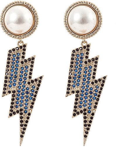 Eye Candy LA  14K Plated CZ Lightening Bolt Earrings